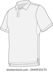 Short Sleeve Blank Polo Shirt Front and Back view with performance mesh side panels.