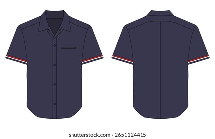 Botão de manga curta para baixo camisa mockup frente e vista traseira