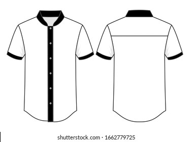 Short Sleeve Chef Uniform Shirt Design Vector With White/Black Colors,