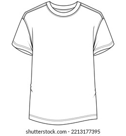 cuello de la tripulación de manga corta suelta hombro camiseta blanca simple moda dibujo plano ilustración vectorial