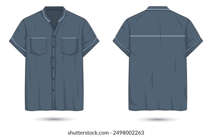 Short sleeve formal button down shirt mockup front and back view