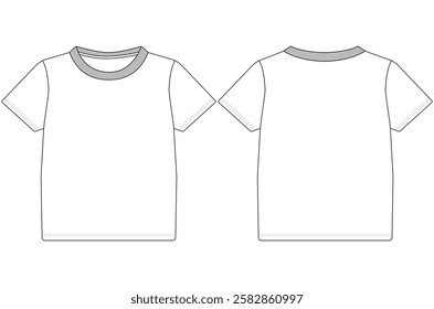 Short Sleeve Infant baby T shirt Tops Technical fashion flat sketch Vector illustration template