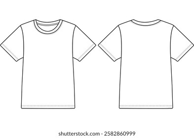 Short Sleeve Infant baby T shirt Tops Technical fashion flat sketch Vector illustration template
