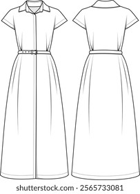 short sleeve a line dress flat sketch