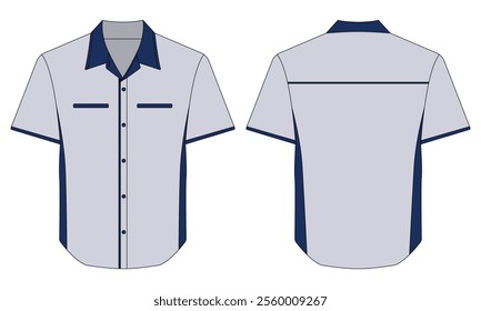 Short sleeve office work shirt mockup front and back view