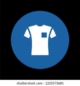 Short sleeve pocket t-shirt front view flat style, vector illustration isolated on black