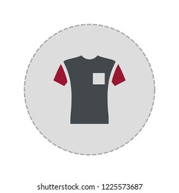 Short sleeve pocket t-shirt front view flat style, vector illustration isolated on white