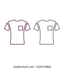 Short sleeve pocket t-shirt front view linear style, vector illustration isolated on white