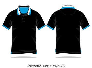 Short Sleeve Polo Shirt With Collar and Cuff Contrast Design,Short Front, Long Back at Hem Vector.