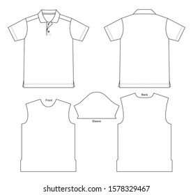 Short Sleeve Polo Shirt with Patterns, Vector File.