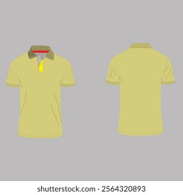 Short sleeve Polo shirt Technical Fashion flat sketch vector illustration template front and back views. Clothing design mock up for men's isolated on grey background.