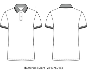Curta manga polo camisa vetor Moda esboço plano frente e atrás vistas vetor ilustração modelo
