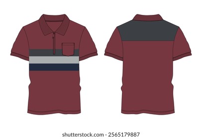 Short Sleeve polo shirt vector illustration template front and back 