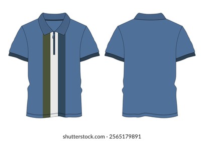 Short Sleeve polo shirt vector illustration template front and back 