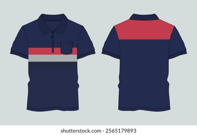 Short Sleeve polo shirt vector illustration template front and back 