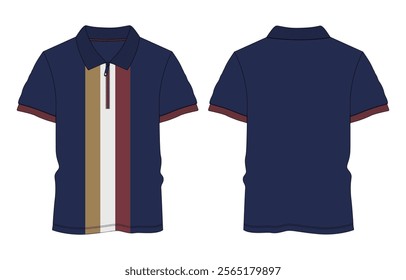 Short Sleeve polo shirt vector illustration template front and back 