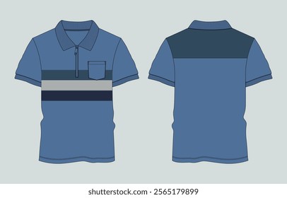 Short Sleeve polo shirt vector illustration template front and back 