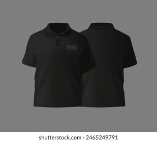 Short sleeve polo shirt.t-shirt front, t-shirt back and t-shirt sleeve design for mockup.