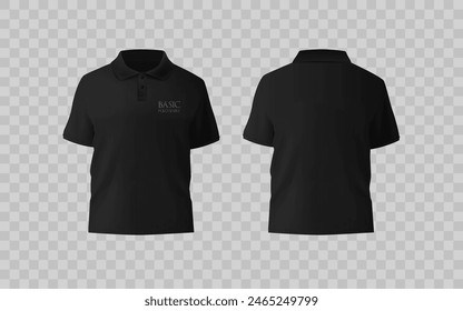 Short sleeve polo shirt.t-shirt front, t-shirt back and t-shirt sleeve design for mockup.