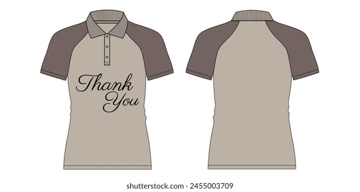 Short Sleeve Raglan Shirt With Hand Drawn Thank You Font Vector Illustration.

