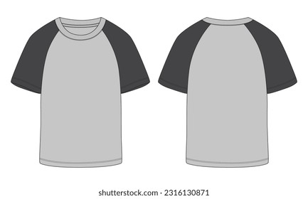 Short sleeve Raglan T shirt technical fashion flat sketch vector Illustration template front, back views isolated Off white Background. Basic apparel Design Mock up.
Category
Lifestyle
