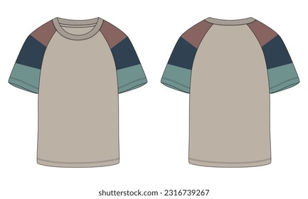 Short sleeve Raglan T shirt technical fashion flat sketch vector Illustration template front, back views isolated Off white Background. Basic apparel Design Mock up.
Category
Lifestyle
