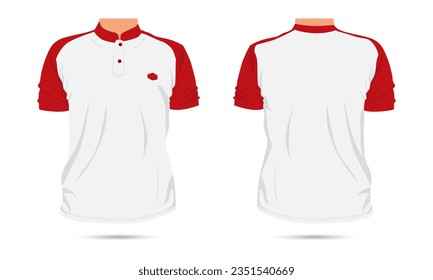 short sleeve raglan t-shirt mockup front and back view. vector illustration