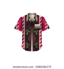 Short sleeve shirt batik songket indonesia isolated