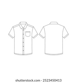 short sleeve shirt mockup with left chest pocket vector