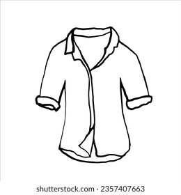 Short sleeve shirt, silhouette. Vector hand-drawn. Sketch, template, icon, sketch, logo, clipart.