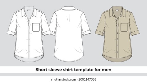 Short sleeve shirt template for men