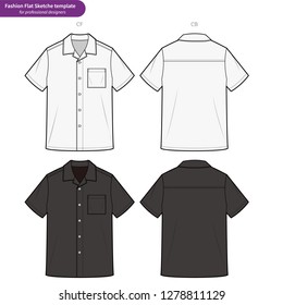 SHORT SLEEVE SHIRTS fashion flat technical drawing template