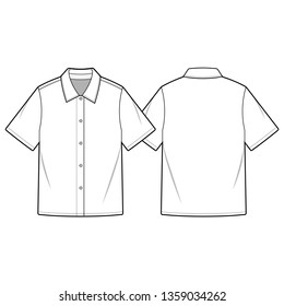 SHORT SLEEVE SHIRTS fashion flat sketch template