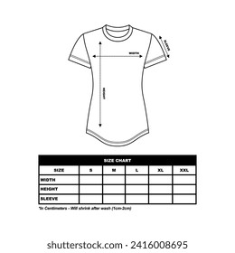 Short sleeve t shirt Size Chart, woman round, square and V neck. technical drawing fashion flat sketch vector illustration