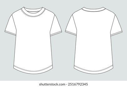 Short sleeve t shirt tops technical drawing vector illustration template for ladies