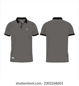 Short sleeve t-shirt collar , Front, and back view on White background.