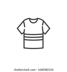Short sleeve t-shirt line icon. linear style sign for mobile concept and web design. Mens T-shirt with stripes outline vector icon. Symbol, logo illustration. Vector graphics