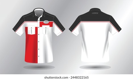 short sleeve work shirt design vector mockup template