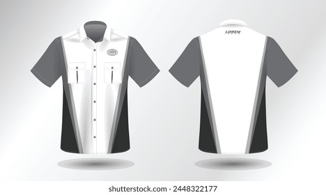 short sleeve work shirt design vector mockup template