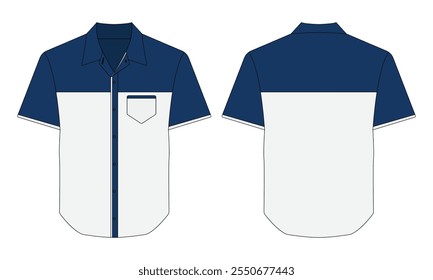 Short sleeve work uniform mockup front and back view