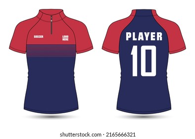 Short sleeve with short zip soccer cycling jersey Technical Flat sketch Vector Illustration template