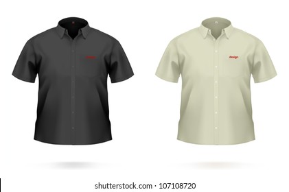 Short sleeved men's SHIRT in black & khaki color. VECTOR illustration, created with attention to details.