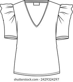 short sleeves, gathered shoulders blouse