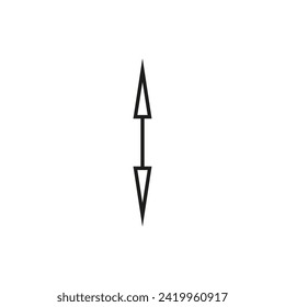 Short small dual double ended arrow. Thin straight two sided arrow. Vector illustration and symbol.