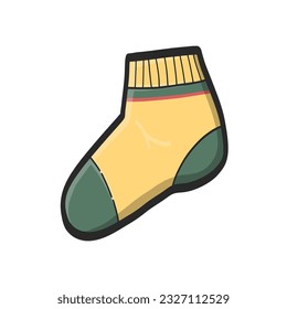 Short socks with bright colors, green, yellow, red.