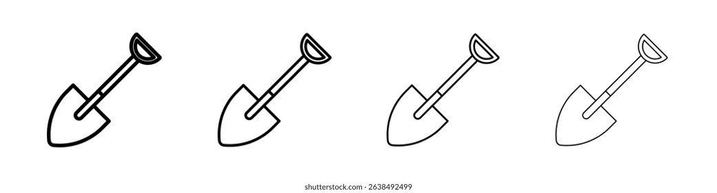 Short spade icon Outline sign symbol set