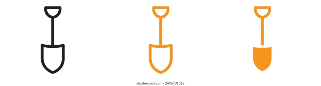 Short Spade Icon Set Gardening Tool Illustrations for Horticulture and Landscaping