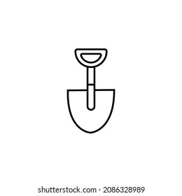 Short spade icon. Simple vector symbol in line style. Isolated on white background.