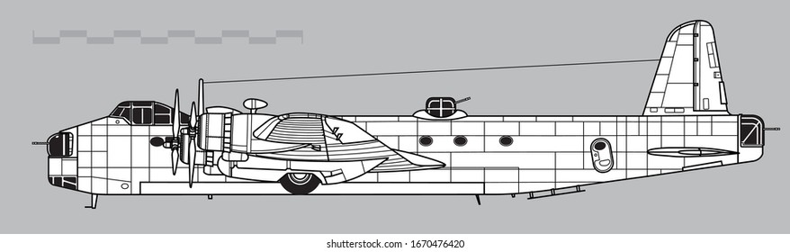 Short Stirling. World War 2 bomber. Side view. Image for illustration.