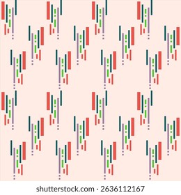 Short stripes pattern with red, green on soft pink background. Seamless vertical lines vector for summer. Concept of cute, simple, trendy, abstract shape, geometric for textile, wrap, texture, tiles.